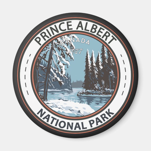 Prince Albert National Park Canada Winter Badge Magnet (Front)