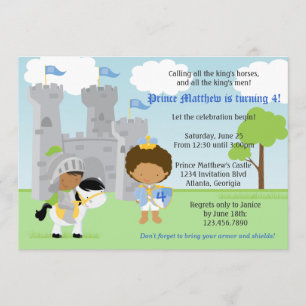 Prince and Knight Kids Birthday Party Invitation