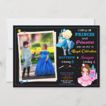 Prince and Princess birthday invitation with photo
