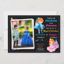 Prince and Princess birthday invitation with photo