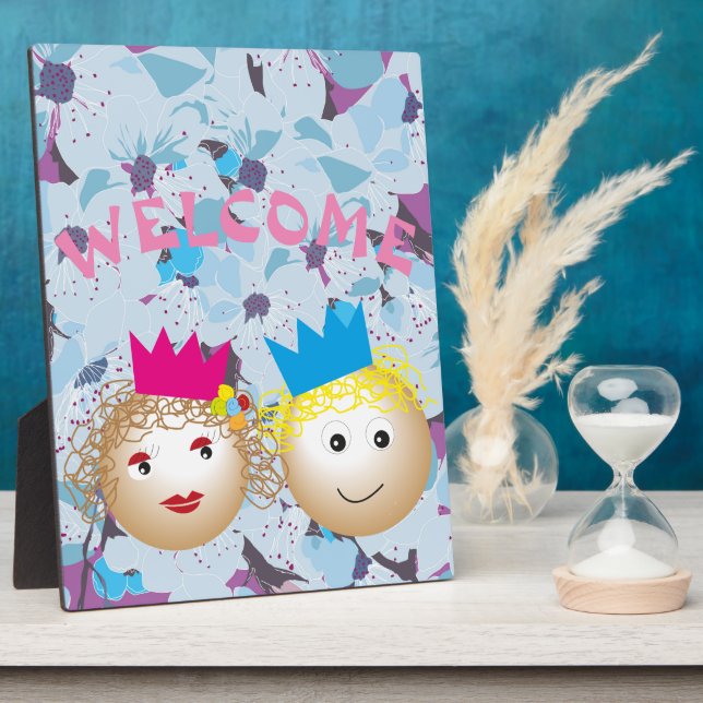 prince and princess in fairytale, floral flower plaque (Side)