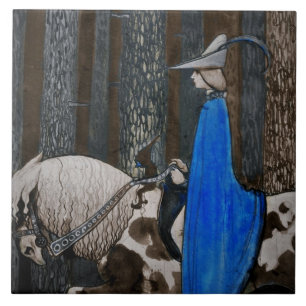 Prince and Tomten Ride Through the Woods Tile