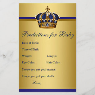 Prince Baby Shower Advice Prediction Game Cards