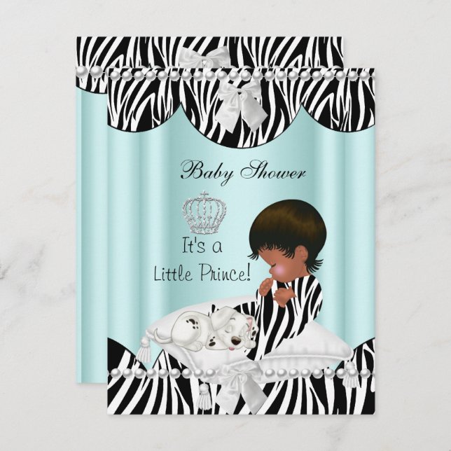 Prince Baby Shower Boy Ethnic Zebra Invitation (Front/Back)