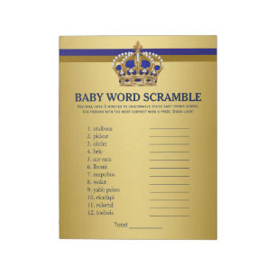 Prince Baby Shower Games Prince Word Scramble Notepad
