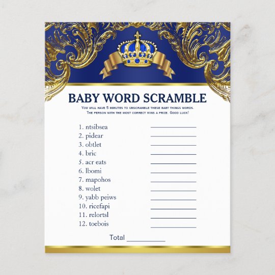 Prince Baby Shower Games Word Scramble Rhyme Quiz Zazzle Com Au