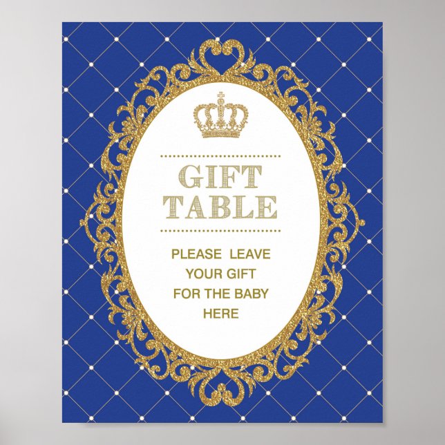 Prince Baby Shower Gift Table Decor Sign (Front)