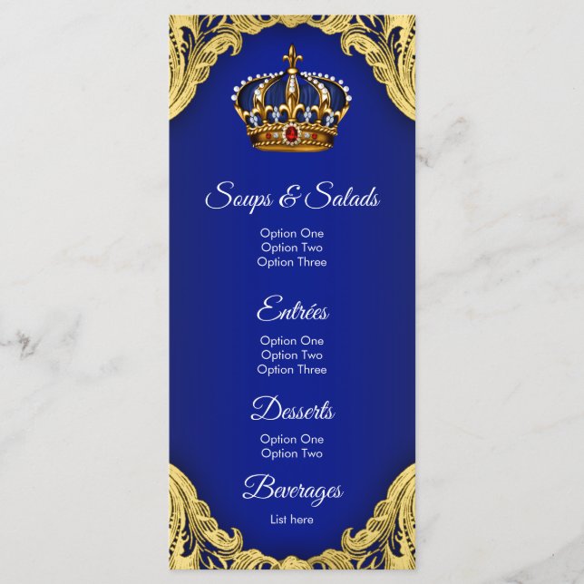 Prince Baby Shower Menus (Front)