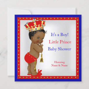 Prince Baby Shower Red White Blue Boy Ethnic Invitation