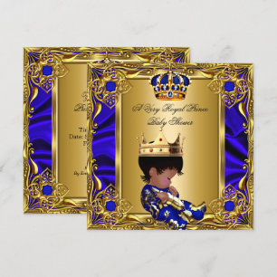 Prince Baby Shower Regal Gold Royal Blue Boy Invitation