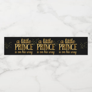 Prince Baby Shower Royal Black Gold Foil Boy Water Bottle Label