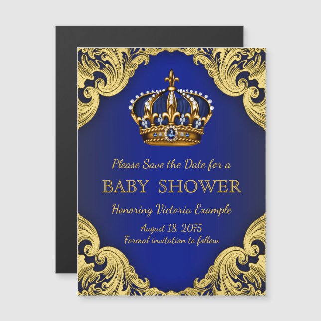 Prince Baby Shower Save the Date Postcard Magnets (Front/Back)
