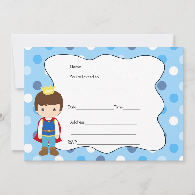 Prince Birthday Baby Shower Invitation Fill In (Front)