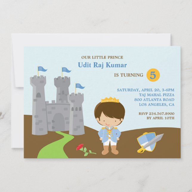 Prince Birthday Party Flat Invitation (Front)