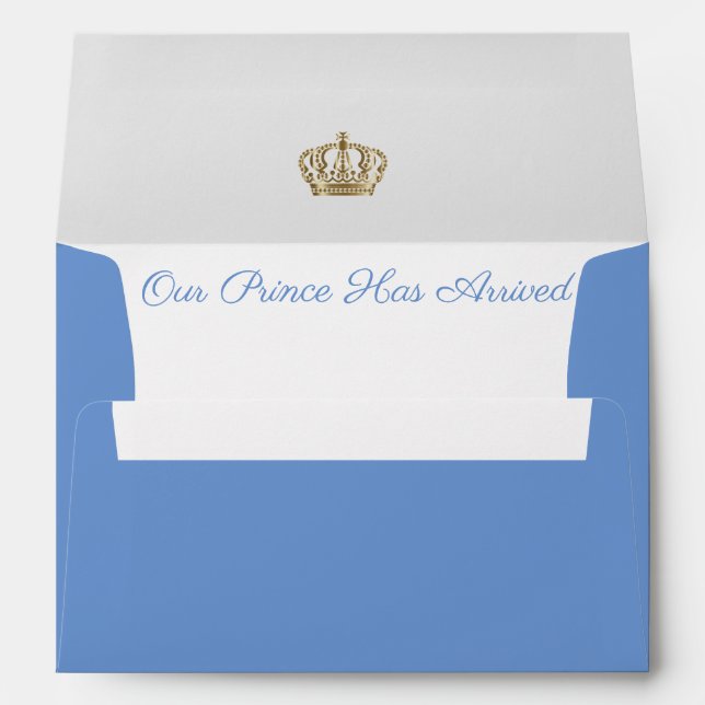 Prince Blue Baby Boy Birth Announcement Envelope (Back (Bottom))