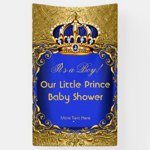 Prince Blue Gold Damask Baby Shower Boy 2 Banner