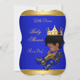 Prince Boy Baby Shower Blue Ethnic Invitation