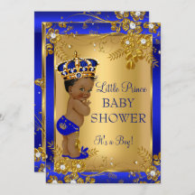 Prince Boy Baby Shower Gold Blue African American