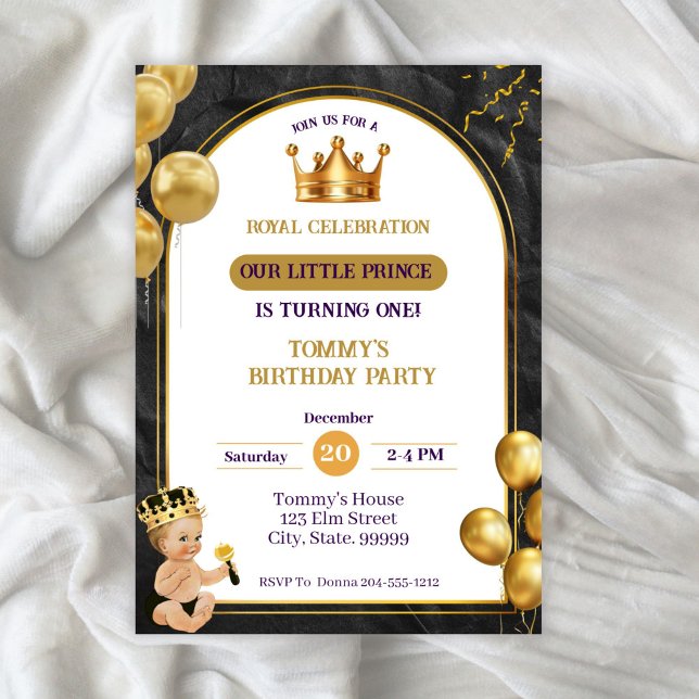 Prince Boys Crown Birthday Invitation  (Creator Uploaded)