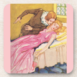Prince Charming kissing Sleeping Beauty Coaster