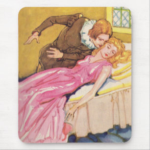 Prince Charming kissing Sleeping Beauty Mouse Pad
