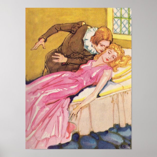 Prince Charming kissing Sleeping Beauty Poster (Front)