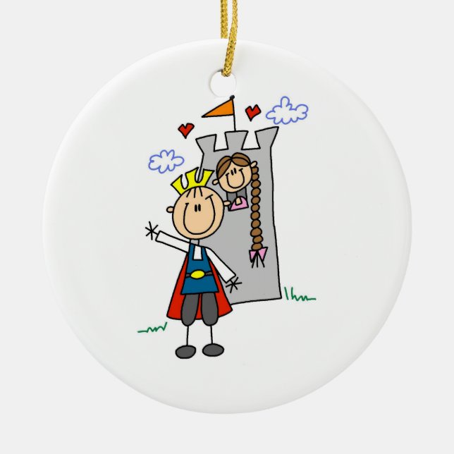 Prince Charming Rescues Princess Ceramic Ornament (Front)
