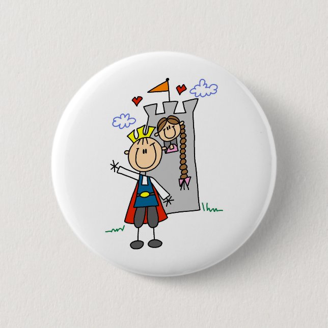 Prince Charming Rescues Rapunzel Button (Front)