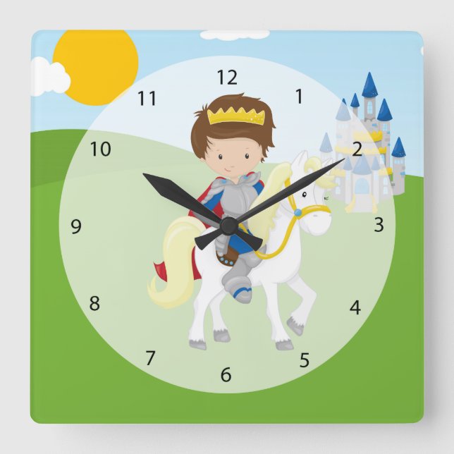 Prince Charming Square Wall Clock (Front)