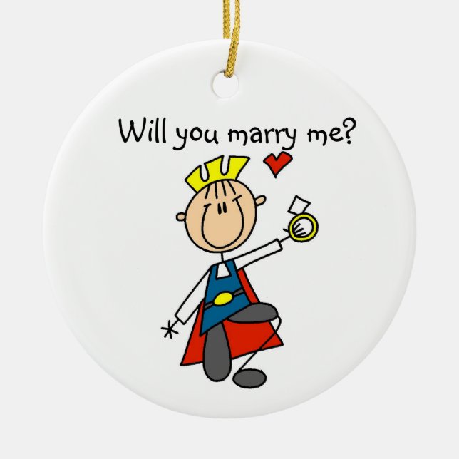 Prince Charming Will You Marry Me Ceramic Tree Decoration (Front)