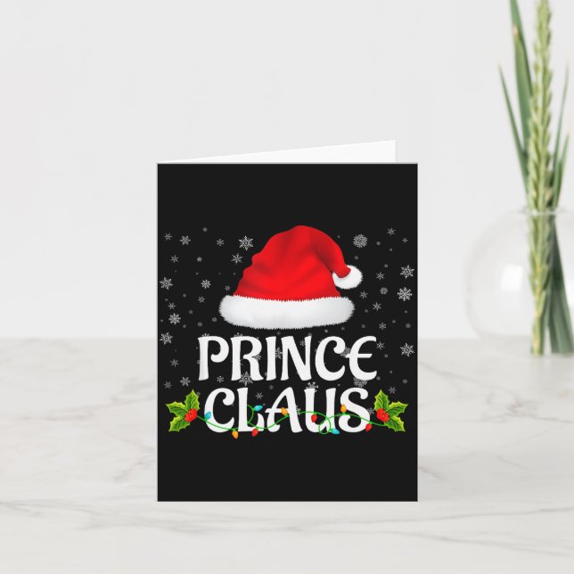 Prince Claus Christmas Lights Santa Pajama Family  Card (Front)