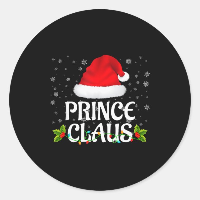Prince Claus Christmas Lights Santa Pajama Family  Classic Round Sticker (Front)