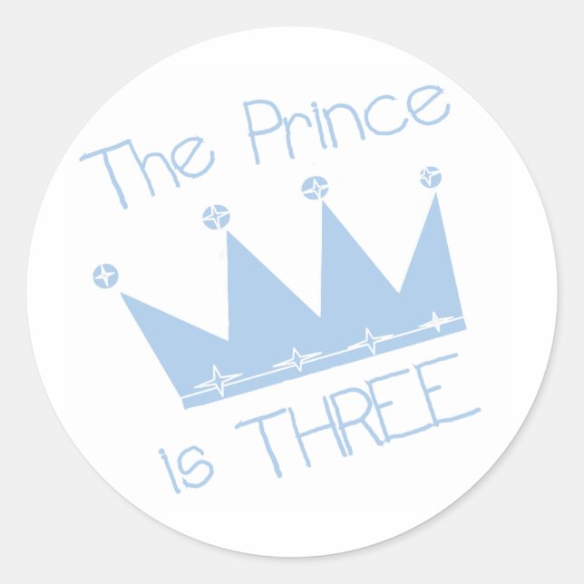 Prince Crown 3rd Birthday Tshirts and Gifts Classic Round Sticker (Front)