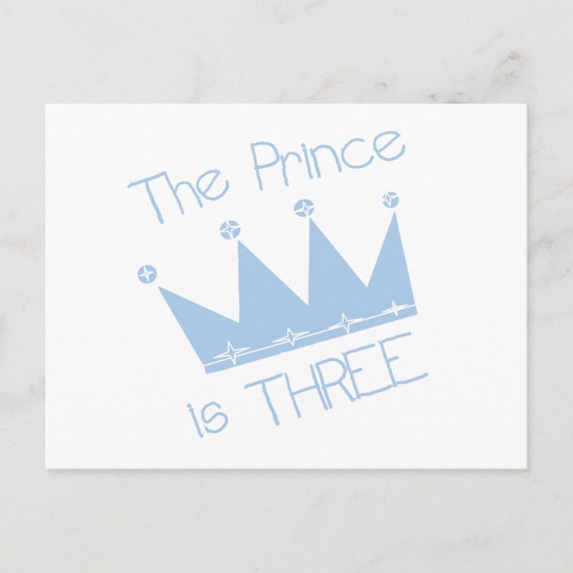 Prince Crown 3rd Birthday Tshirts and Gifts Postcard (Front)