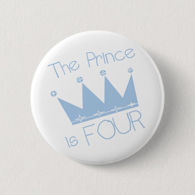 Prince Crown 4th Birthday Tshirts and Gifts 6 Cm Round Badge (Front)