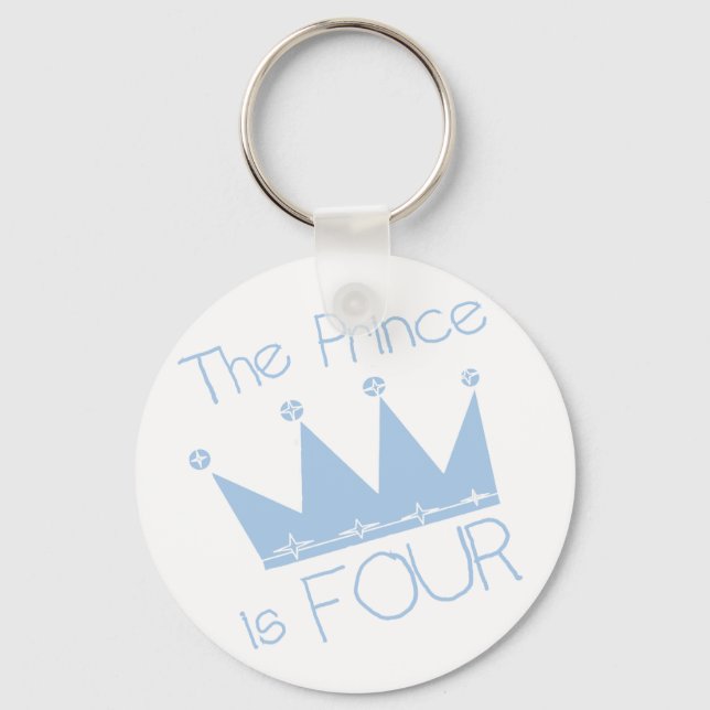 Prince Crown 4th Birthday Tshirts and Gifts Key Ring (Front)