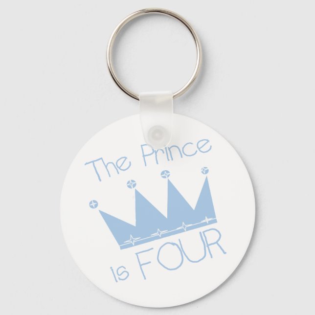 Prince Crown 4th Birthday Tshirts and Gifts Key Ring (Front)