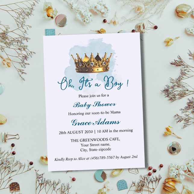Prince Crown (baby boy) Baby Shower Invitation (Creator Uploaded)