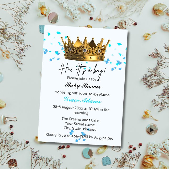 Prince Crown (baby boy) Baby Shower Invitation (Creator Uploaded)