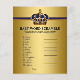 Prince Crown Baby Shower Games Word Scramble