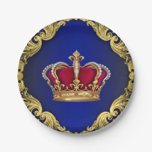 Prince Crown Royal Baby Shower Paper Plate