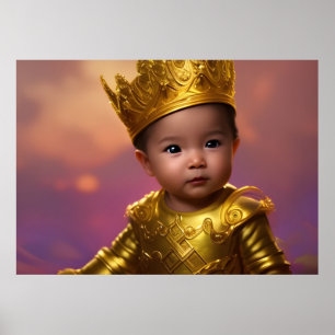 Prince cute baby boy gold crown blue ethnic Asian Poster