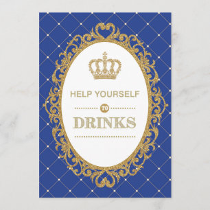 Prince Drinks Sign Royal Gold Baby Shower Decor Invitation
