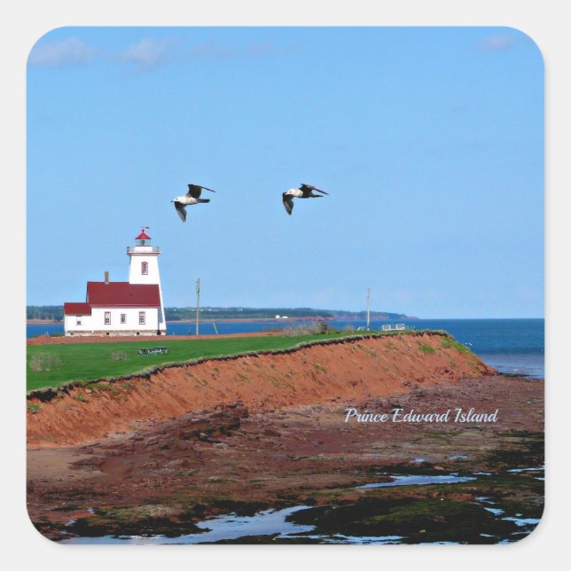 Prince Edward Island Lighthouse Square Sticker (Front)