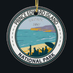 Prince Edward Island National Park Beach Badge Ceramic Ornament<br><div class="desc">Prince Edward Island National Park vector art design. The Park is situated along the island's north shore,  fronting the Gulf of St. Lawrence.</div>