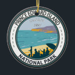 Prince Edward Island National Park Beach Badge Ceramic Ornament<br><div class="desc">Prince Edward Island National Park vector art design. The Park is situated along the island's north shore,  fronting the Gulf of St. Lawrence.</div>