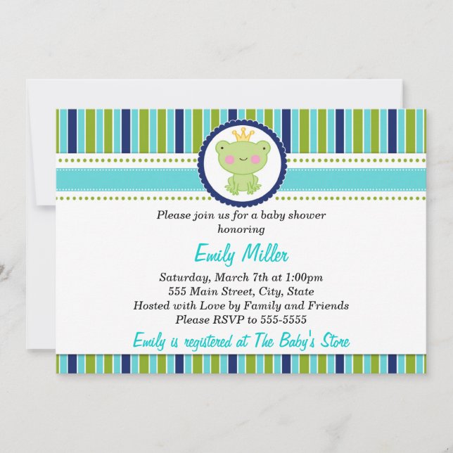 Prince Frog Baby Boy Shower Invitation (Front)