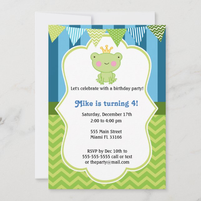 Prince Frog Birthday Invitation (Front)