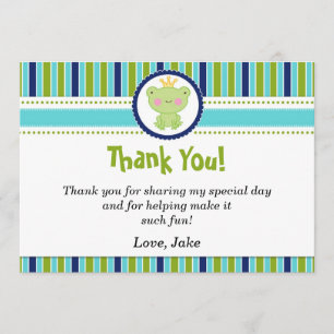 Prince Frog Thank You Card Navy Blue Green