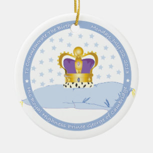 Prince George of Cambridge Pillow and Crown Ceramic Ornament